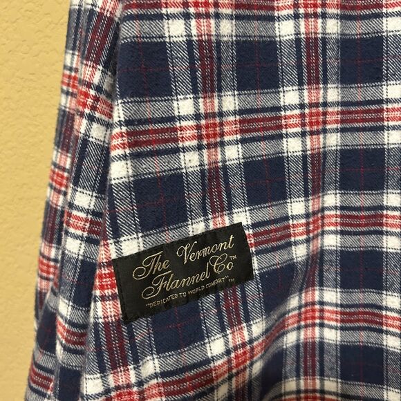 VTG Vermont Flannel Co. Shirt Blue Plaid Henley Button Up Mens Medium Hiking - Picture 4 of 6